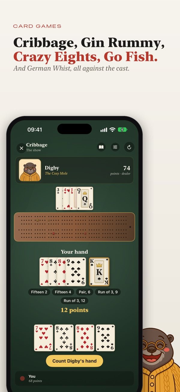 A game of Cribbage against Digby in Boardalo