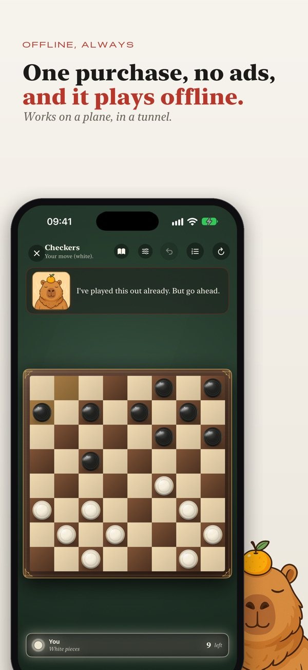 A game of Checkers in Boardalo, which works fully offline