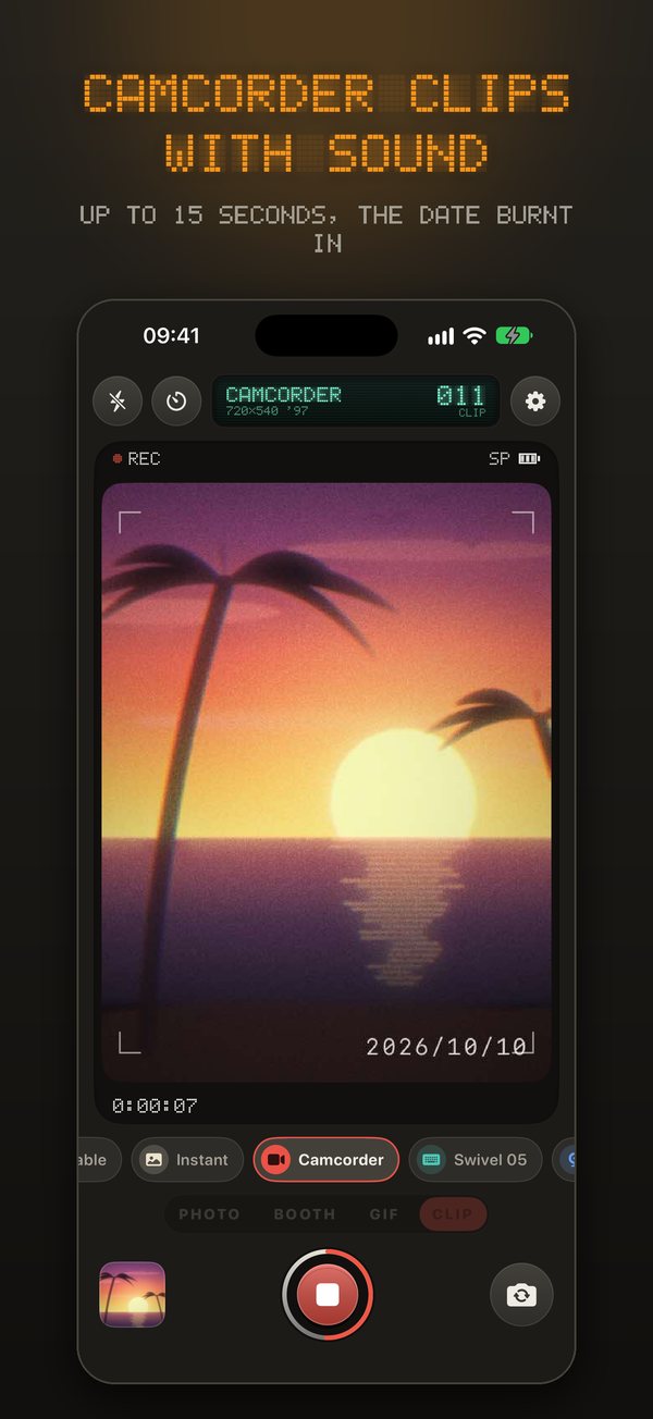 Kilobyte's Camcorder recording a clip with a tape counter